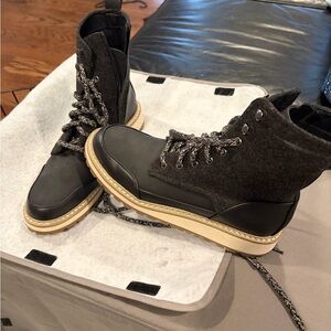 Black and Gray Lace-Up Boots